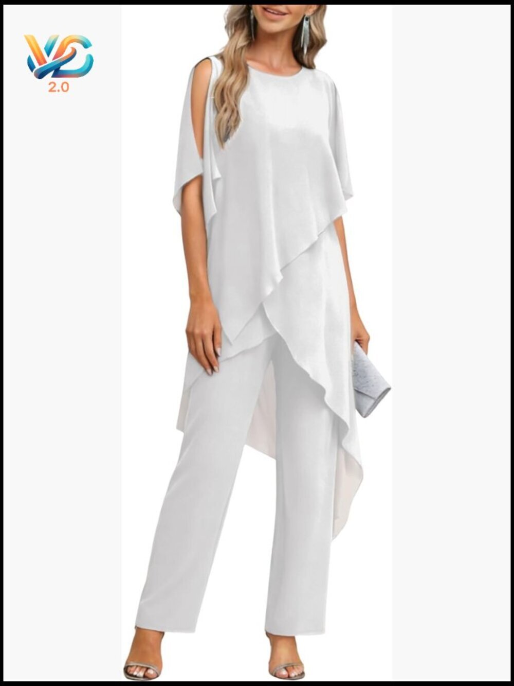 Mother of Bride Pant Suit 2 Piece Chiffon Dressy Pantsuit Formal Evening Outfit